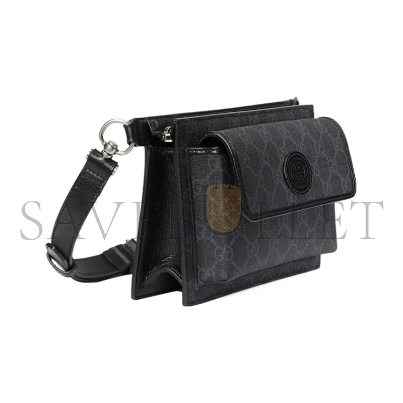 GUCCI GG CANVAS WITH LEATHER SLING BAGS ONE SHOULDER 746300 (18*13*5cm)